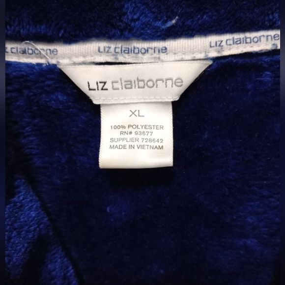 Liz Claiborne Luxury Plush Shawl Collar Robe Navy Blue size XL - Picture 3 of 9